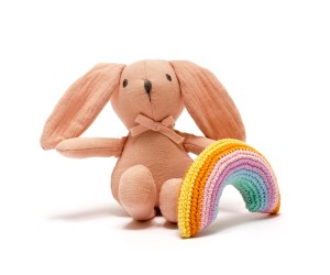 pink bunny with rainbow